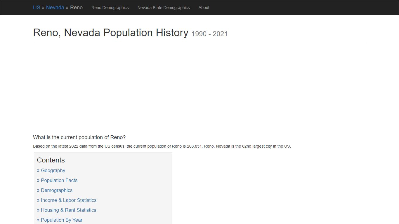 Reno, Nevada Population History | 1990 - 2021 - Biggest US Cities